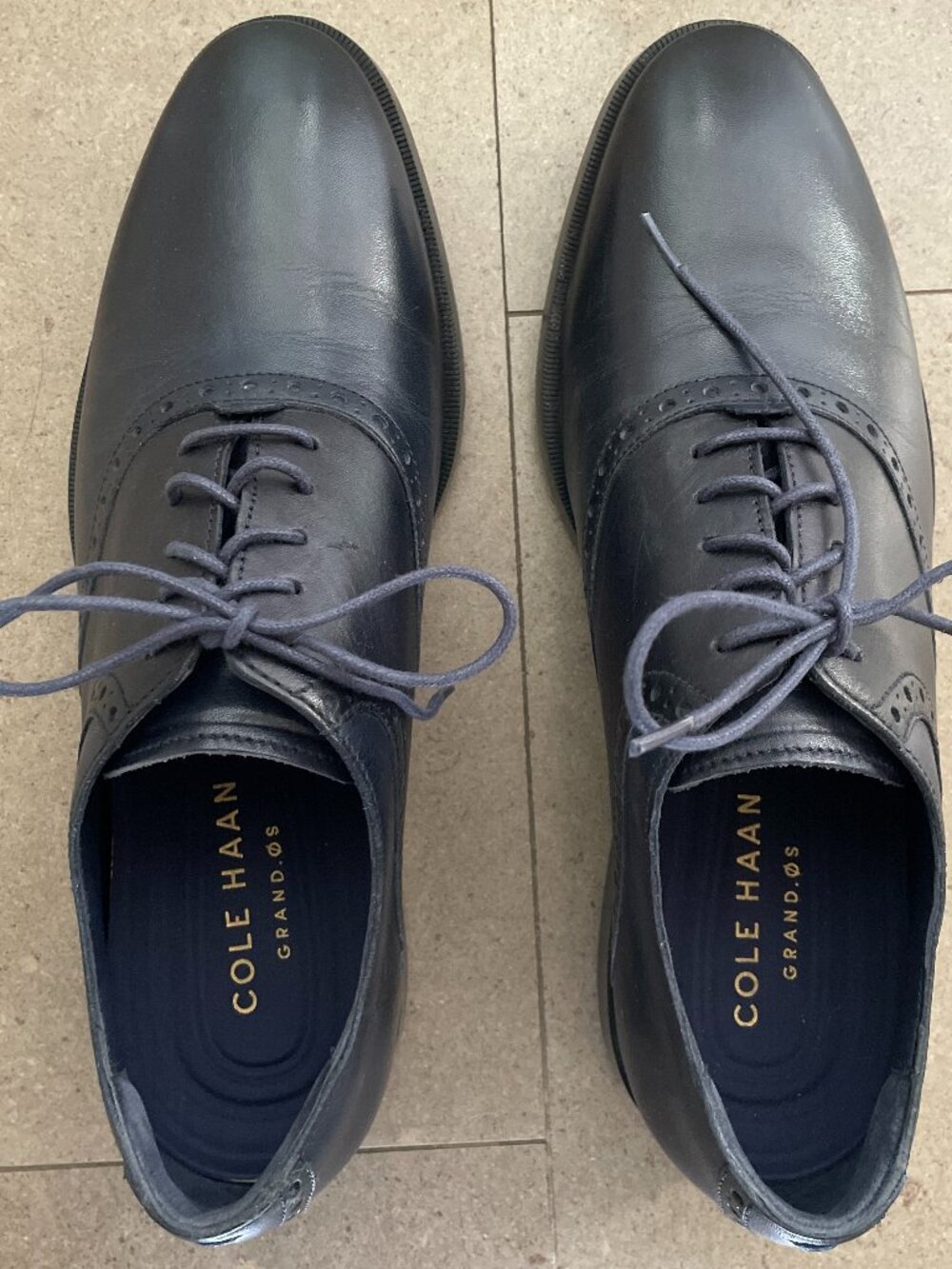 NEW Cole Haan Grand ØS Navy Wingtip Oxford Dress Shoes-Size 7